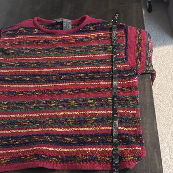 Liz Wear Vintage 90s 3-D Knit Chenille Beaded Sweater Size Medium - Picture 6 of 8